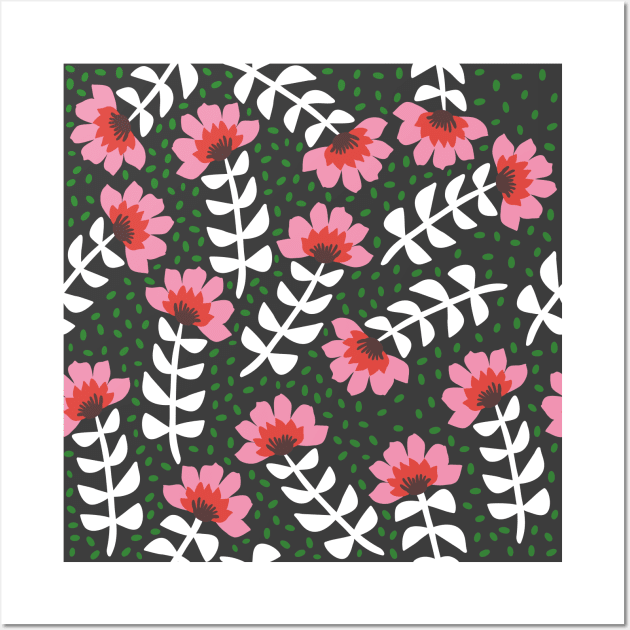 Camelita Retro Folk Flowers Wall Art by caligrafica